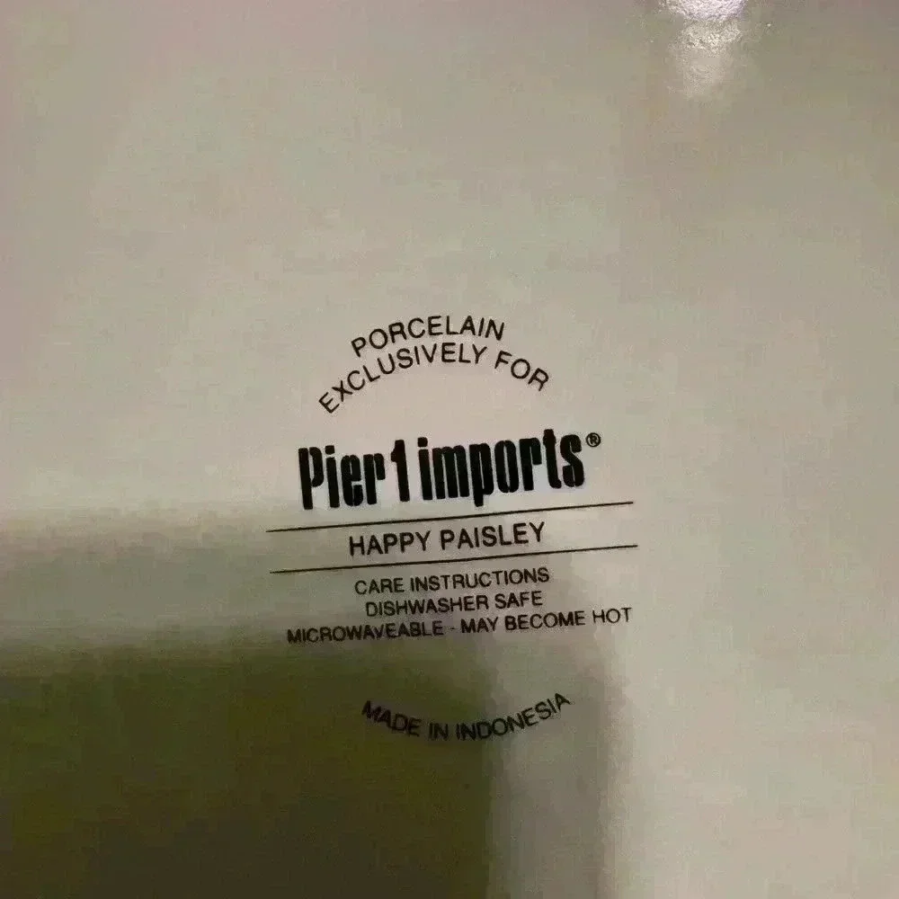 Pier 1 Imports Happy Paisley Dinner Porcelain Dinner 2 Plates Discontinued Rare